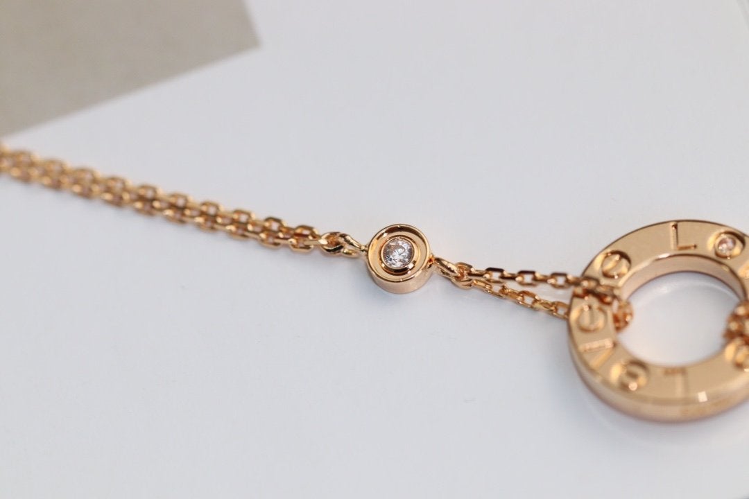 „Glow Jewelry“ LOVE-HALSKETTE, VERSTELLBAR, ROSÉGOLD, 2 DIAMANTEN