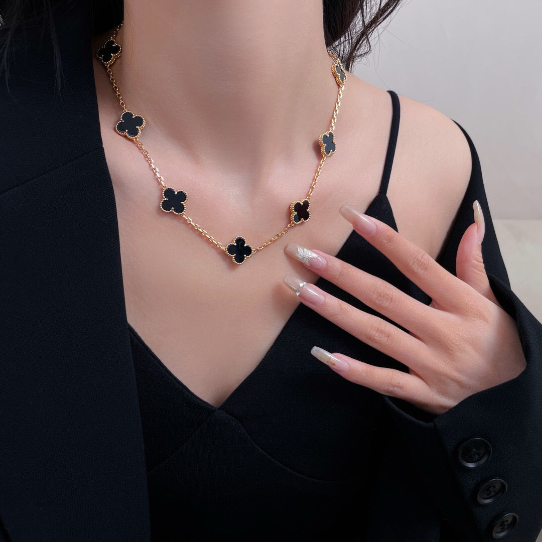 ¡®Glow Jewelry¡¯CLOVER 10 MOTIFS ONYX NECKLACE
