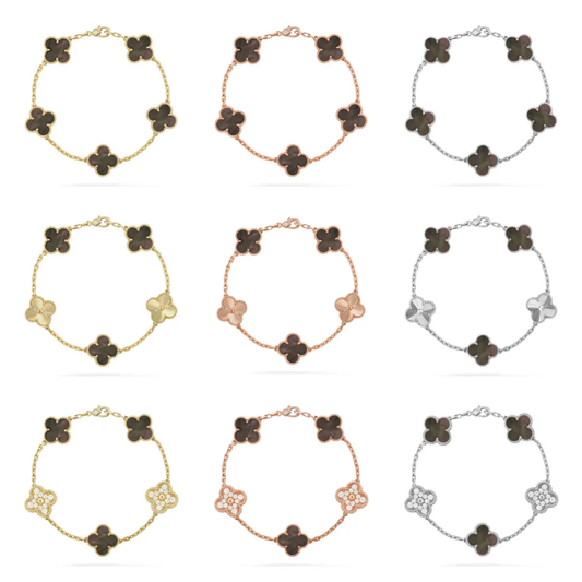[Glow Jewelry] CLOVER 5 MOTIF GRAY MOP BRACELET COLLECTION