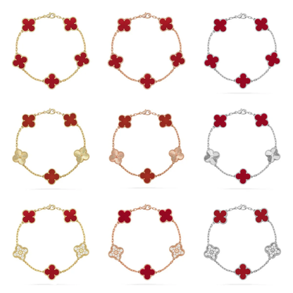 [Glow Jewelry] CLOVER 5 MOTIF RED CORNELIAN BRACELET COLLECTION
