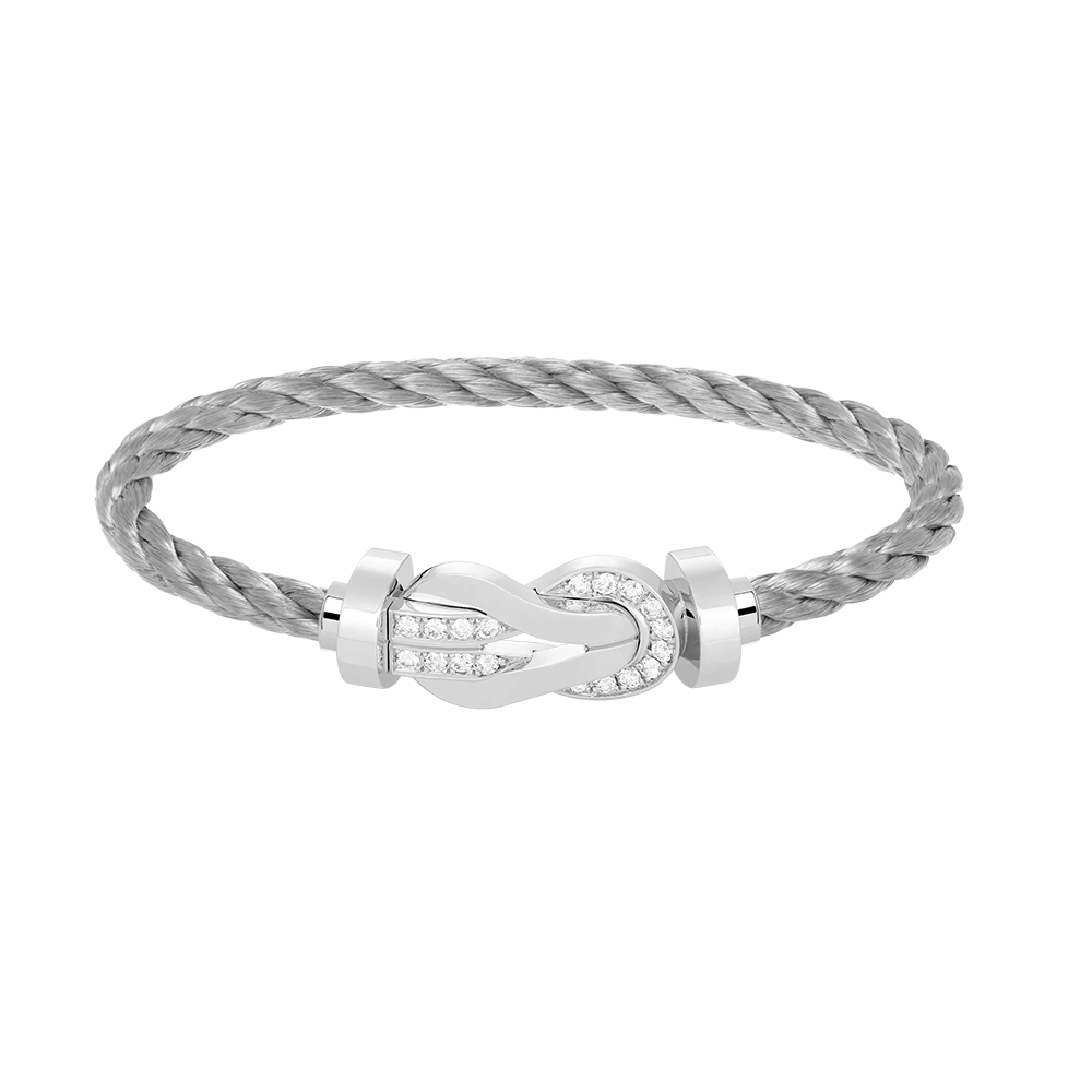 [Glow Jewelry]CHANCE LARGE 8 FIGURE BUCKLE HALF DIAMOND BRACELET SILVER
