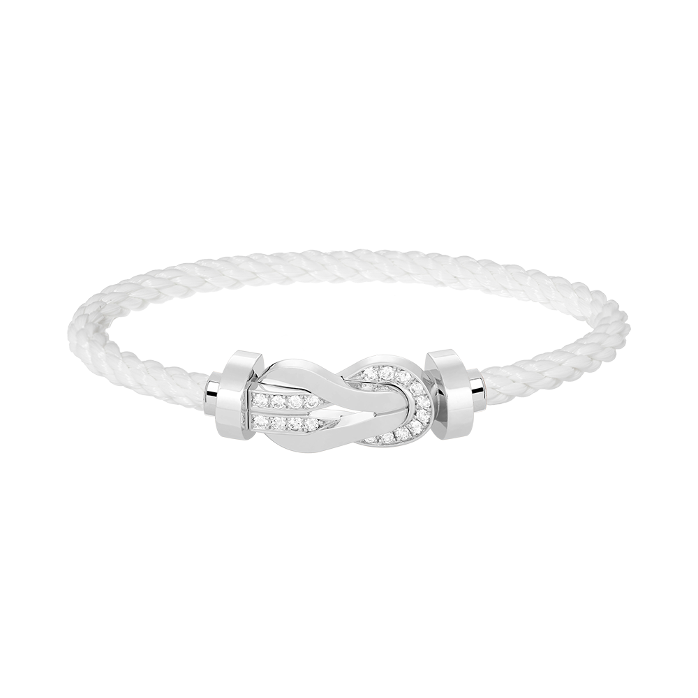 [Glow Jewelry]CHANCE LARGE 8 FIGURE BUCKLE HALF DIAMOND BRACELET SILVER