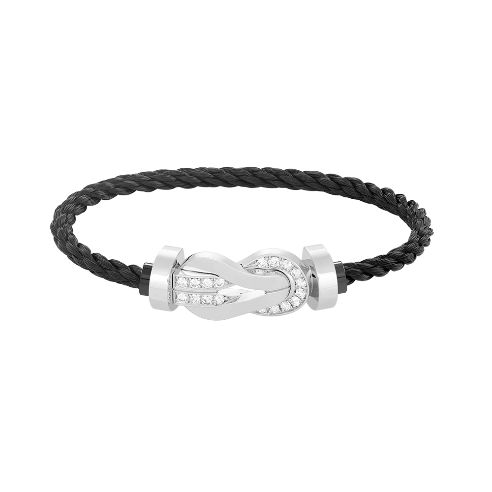 [Glow Jewelry]CHANCE LARGE 8 FIGURE BUCKLE HALF DIAMOND BRACELET SILVER