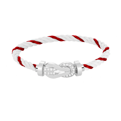 [Glow Jewelry]CHANCE LARGE 8 FIGURE BUCKLE HALF DIAMOND BRACELET SILVER