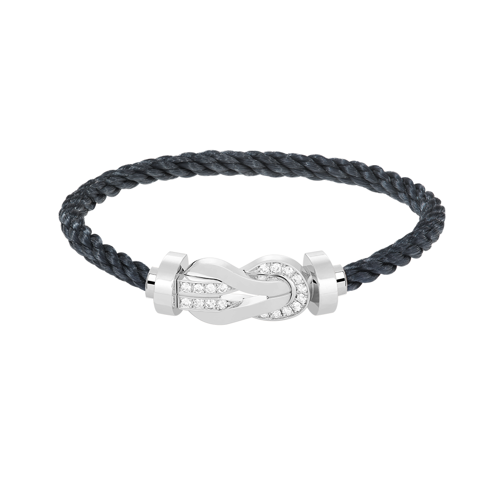 [Glow Jewelry]CHANCE LARGE 8 FIGURE BUCKLE HALF DIAMOND BRACELET SILVER