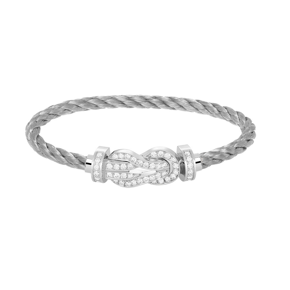 [Glow Jewelry]CHANCE LARGE 8 FIGURE BUCKLE FULL DIAMOND BRACELET SILVER