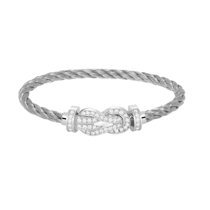 [Glow Jewelry]CHANCE LARGE 8 FIGURE BUCKLE FULL DIAMOND BRACELET SILVER