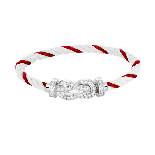 [Glow Jewelry]CHANCE LARGE 8 FIGURE BUCKLE FULL DIAMOND BRACELET SILVER