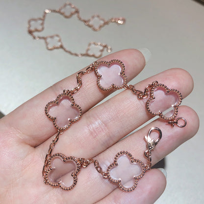 [Glow Jewelry]ニュー クローバー 5モチーフ ロッククリスタルブレスレット