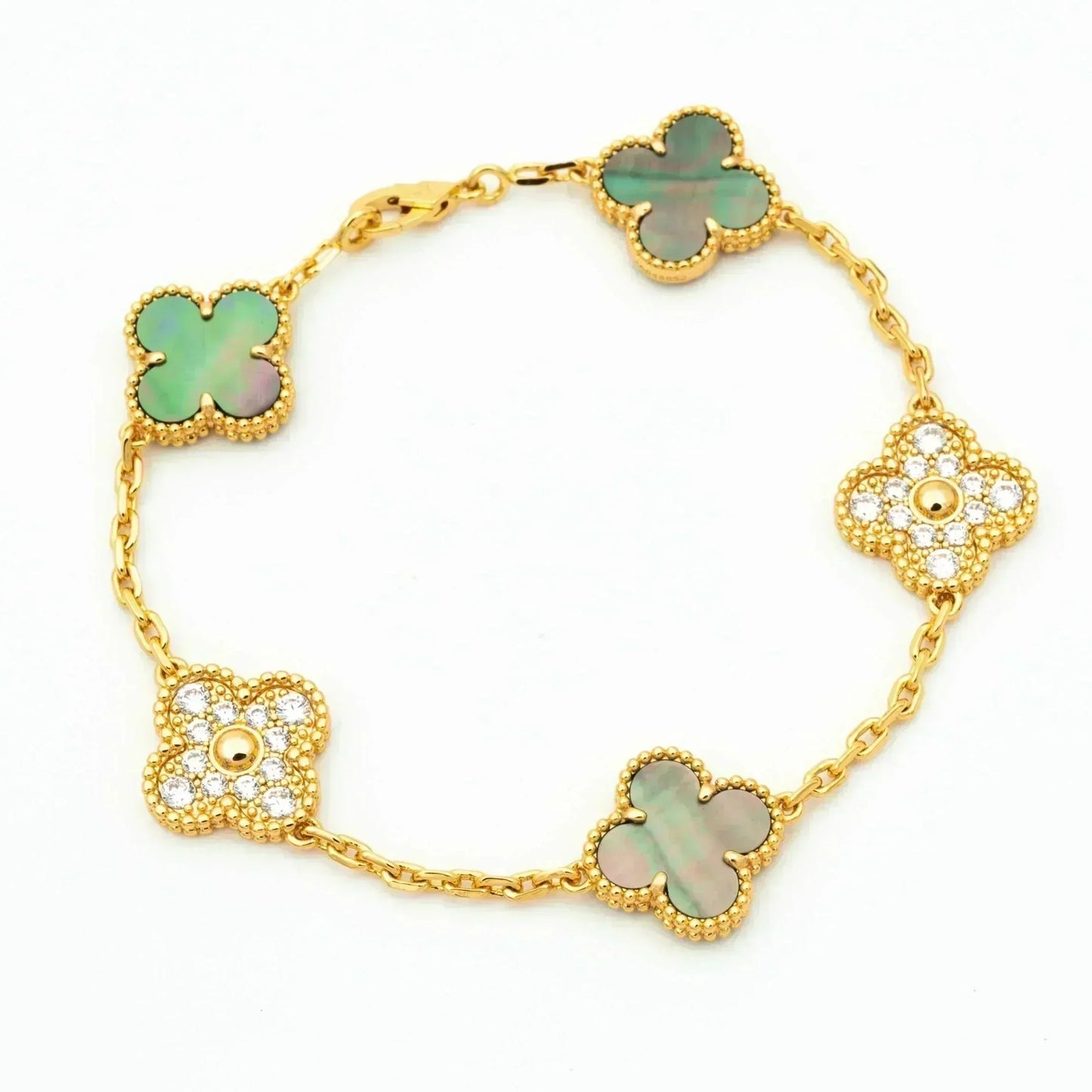 [Glow Jewelry]New CLOVER 5 MOTIF GRAY MOP BRACELET COLLECTION