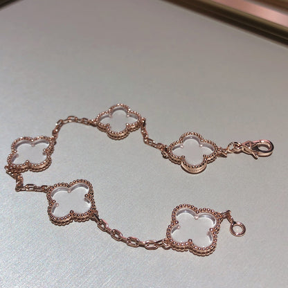 [Glow Jewelry]ニュー クローバー 5モチーフ ロッククリスタルブレスレット