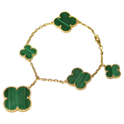 ¡®Glow Jewelry¡¯MAGIC CLOVER MALACHITE GOLD BRACELET 5 MOTIFS