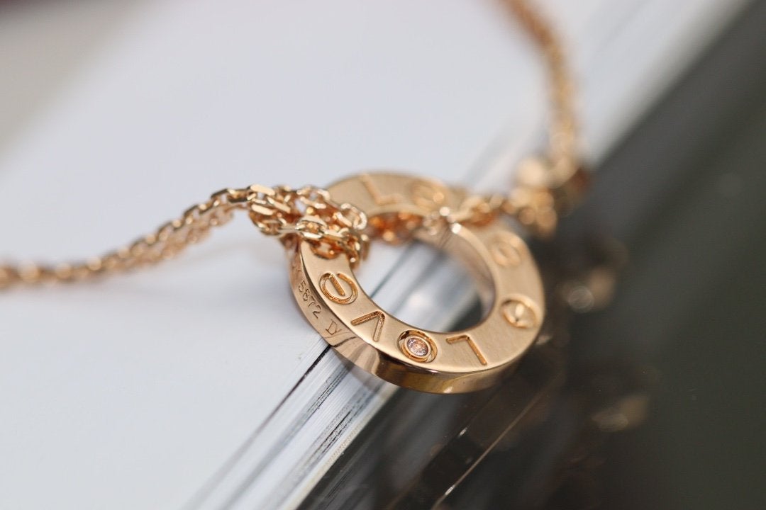 „Glow Jewelry“ LOVE-HALSKETTE, VERSTELLBAR, ROSÉGOLD, 2 DIAMANTEN