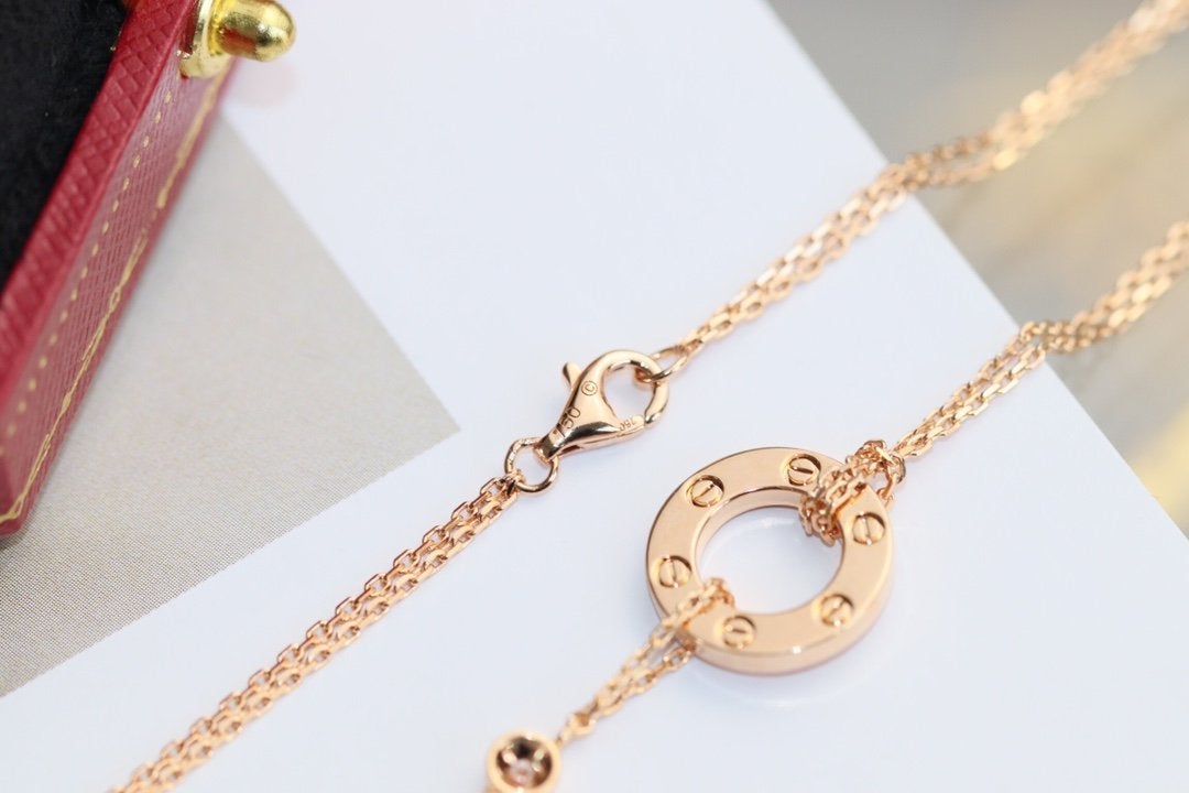 „Glow Jewelry“ LOVE-HALSKETTE, VERSTELLBAR, ROSÉGOLD, 2 DIAMANTEN