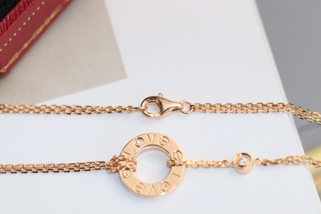 „Glow Jewelry“ LOVE-HALSKETTE, VERSTELLBAR, ROSÉGOLD, 2 DIAMANTEN