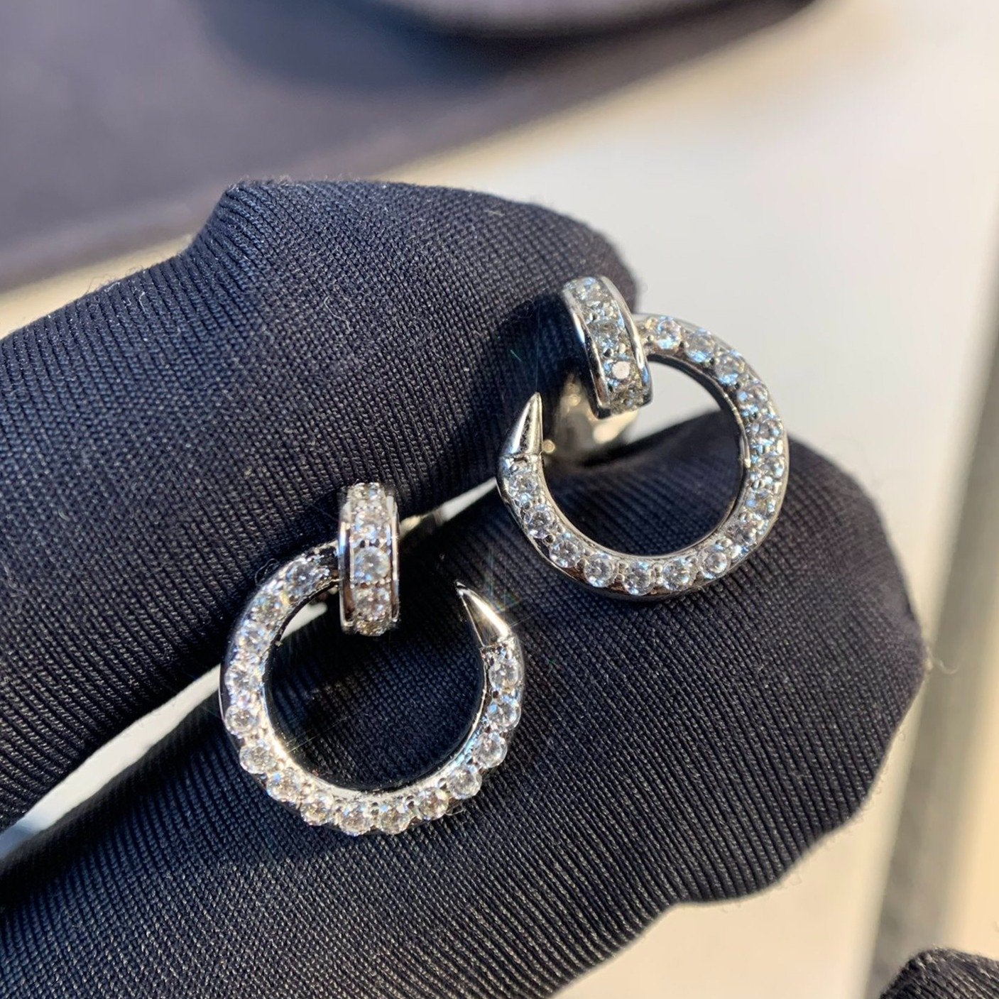 [Glow Jewelry]JUSTE EARRINGS SILVER DIAMONDS