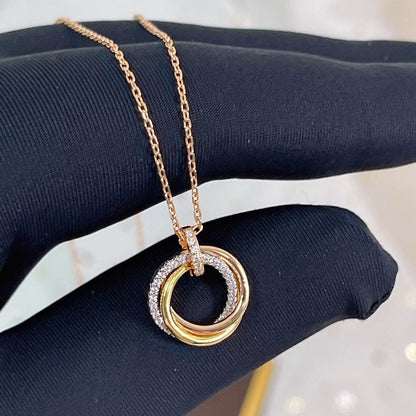 [Glow Jewelry]TRINITY NECKLACE SILVER GOLD PINK GOLD DIAMONDS