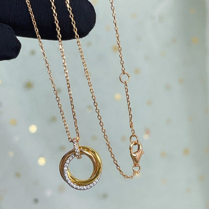 ¡®Glow Jewelry¡¯TRINITY NECKLACE SILVER GOLD PINK GOLD DIAMONDS