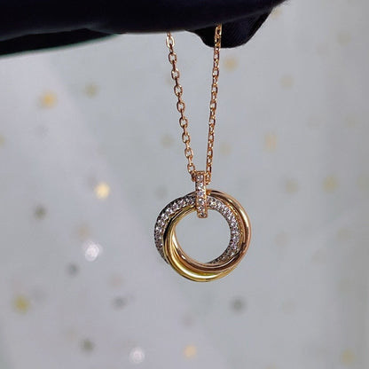 [Glow Jewelry]TRINITY NECKLACE SILVER GOLD PINK GOLD DIAMONDS