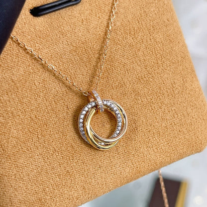 [Glow Jewelry]TRINITY NECKLACE SILVER GOLD PINK GOLD DIAMONDS