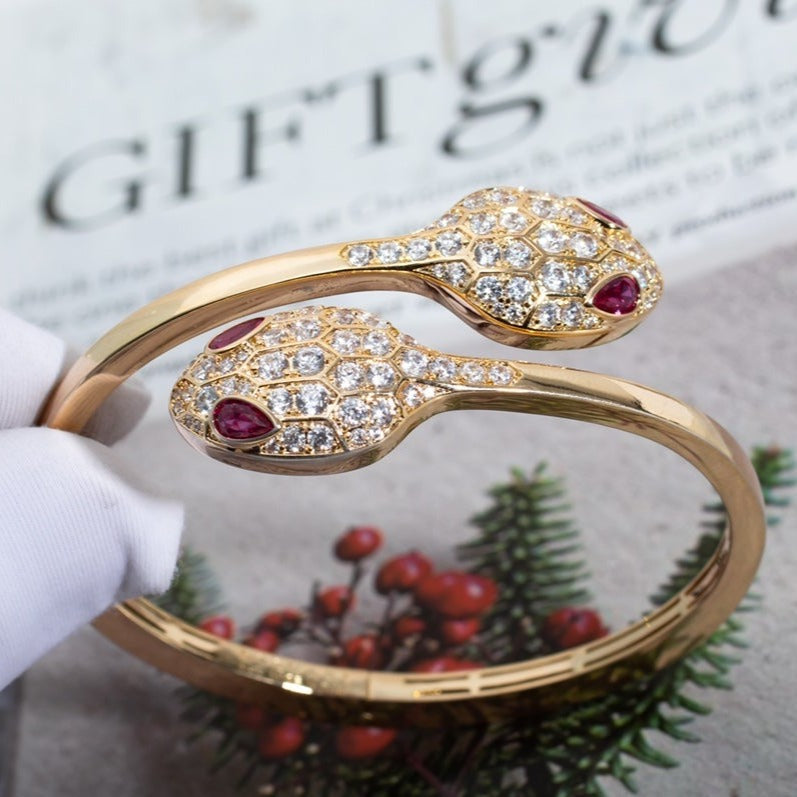 [Glow Jewelry]SERPENTI BRACELET PINK GOLD DIAMOND DOUBLE SNAKE