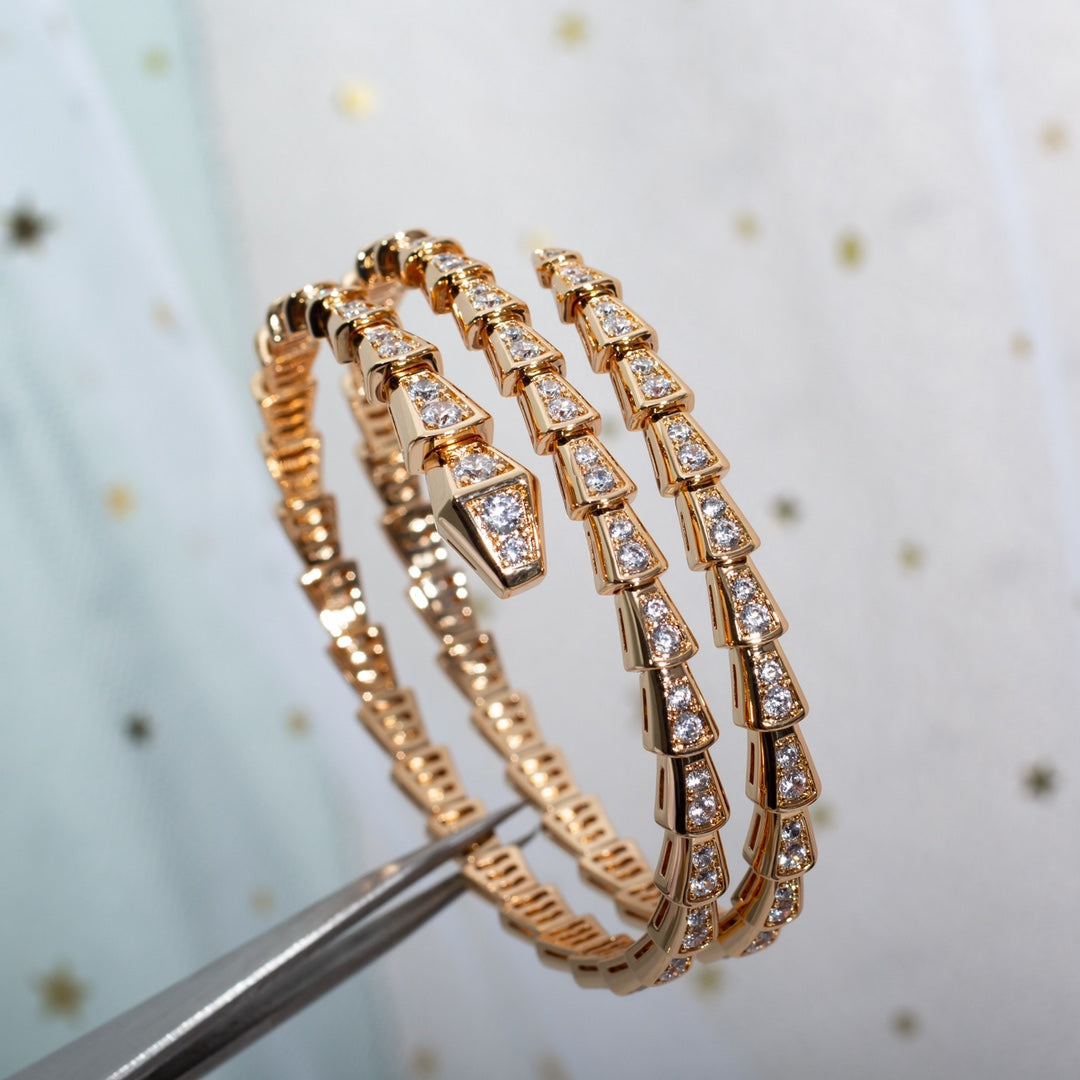 [Glow Jewelry]SERPENTI BRACELET PINK GOLD DIAMOND DOUBLE ROW