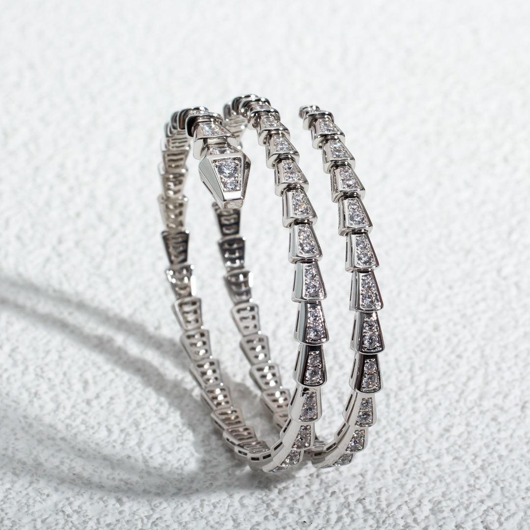 [Glow Jewelry]SERPENTI BRACELET SILVER DIAMOND DOUBLE ROW