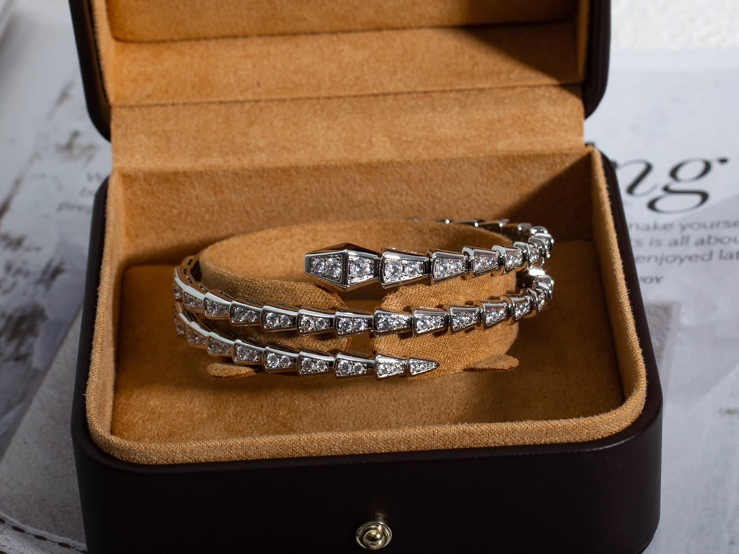 [Glow Jewelry]SERPENTI BRACELET SILVER DIAMOND DOUBLE ROW