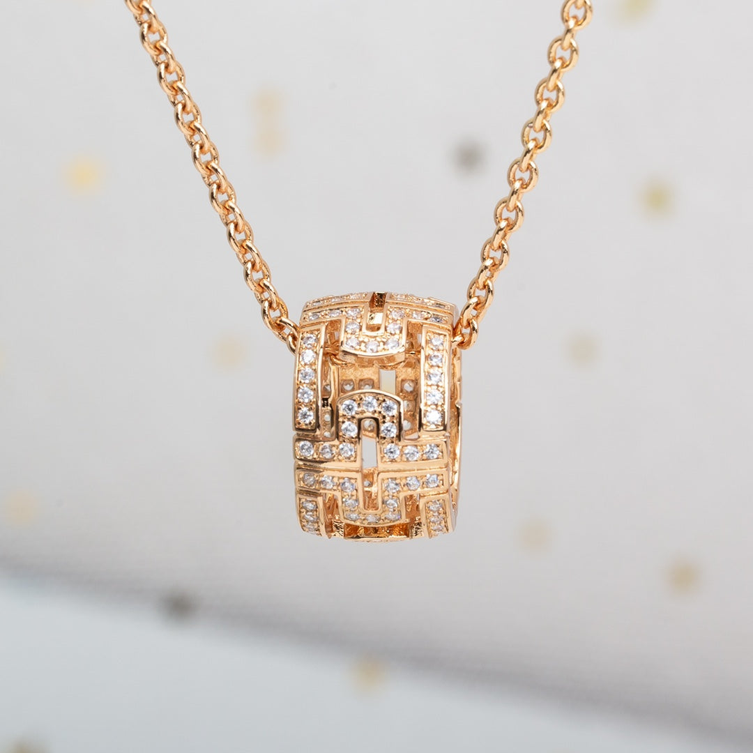 [Glow Jewelry]PARENTESI NECKLACE PINK GOLD DIAMOND