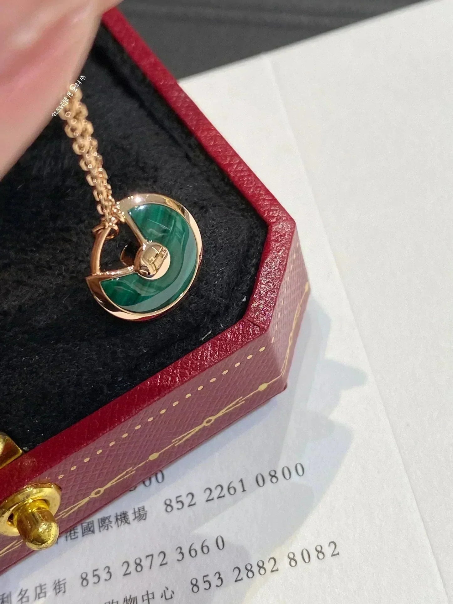 [Glow Jewelry]AMULETTE ROSE GOLD MALACHITE NECKLACE