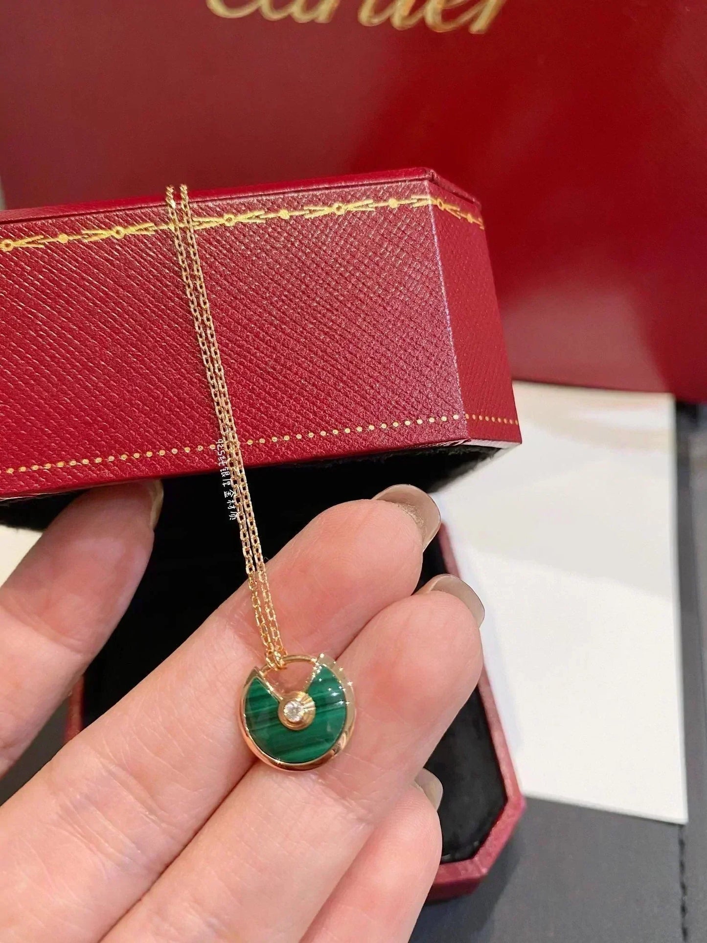[Glow Jewelry]AMULETTE ROSE GOLD MALACHITE NECKLACE