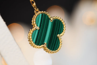 [Glow Jewelry]CLOVER EARRINGS GOLD MALACHITE DIAMOND 3 MOTIF