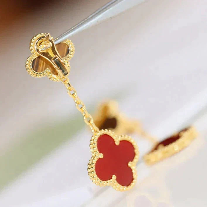¡®Glow Jewelry¡¯CLOVER  2 MOTIF  TIGER EYE CARNELIAN EARRINGS