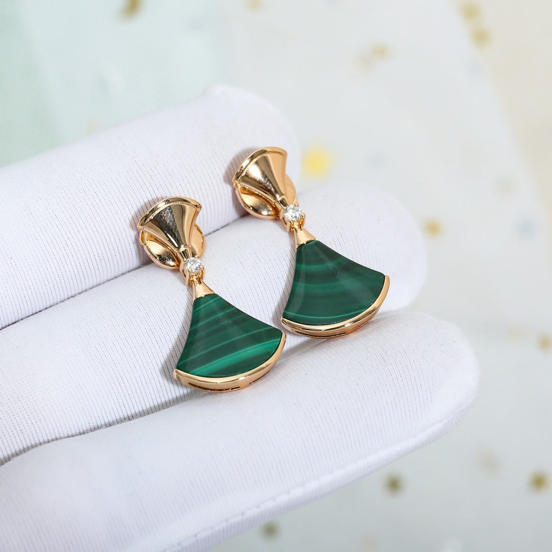 [Glow Jewelry]DREAM MALACHITE PINK GOLD EARRINGS