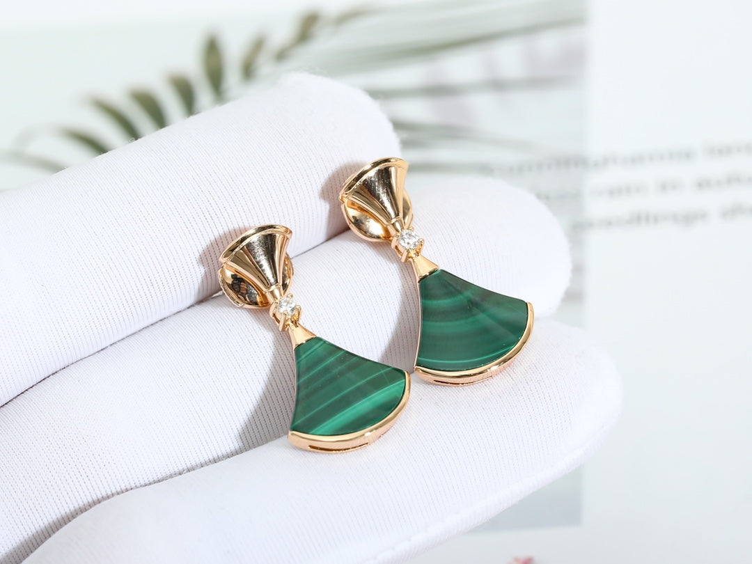 [Glow Jewelry]DREAM MALACHITE PINK GOLD EARRINGS