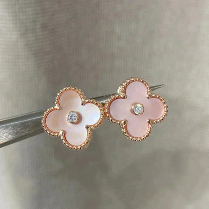 ¡®Glow Jewelry¡¯CLOVER MEDIUM 1 MOTIFS  PINK MOP DIAMOND EARRINGS