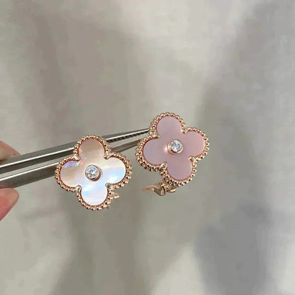 ¡®Glow Jewelry¡¯CLOVER MEDIUM 1 MOTIFS  PINK MOP DIAMOND EARRINGS