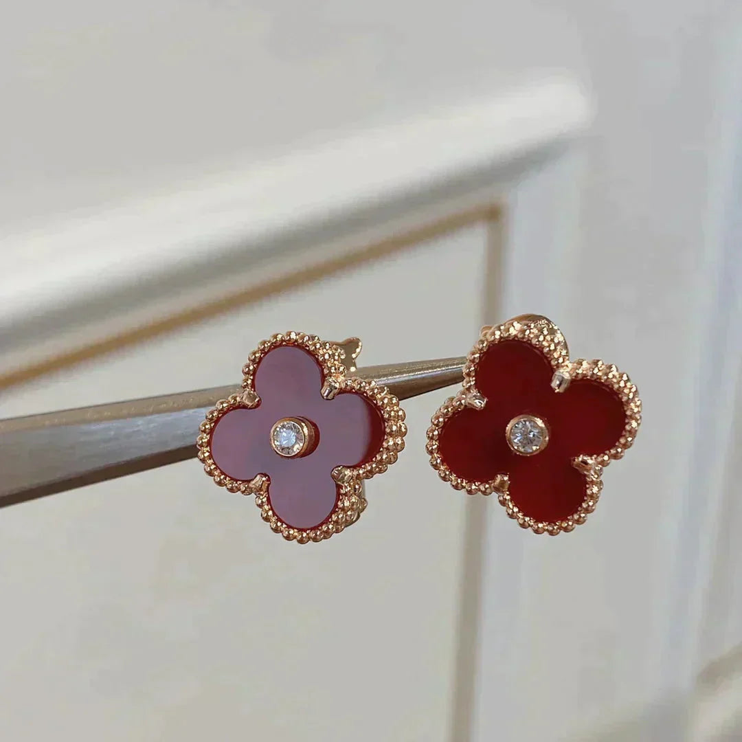 ¡®Glow Jewelry¡¯CLOVER MEDIUM 1 MOTIFS CARNELIAN  DIAMOND earrings