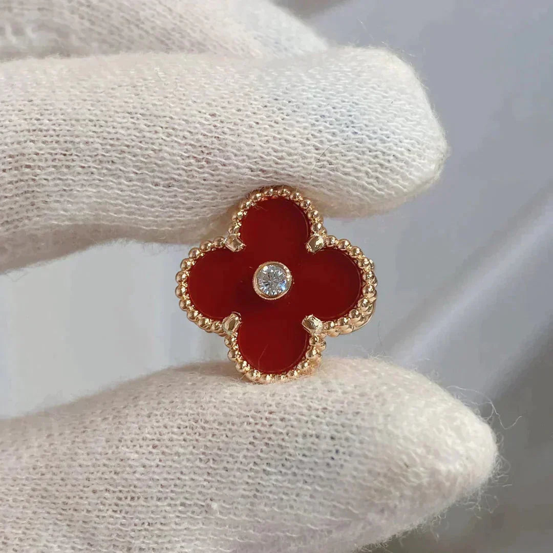 [Glow Jewelry]CLOVER MEDIUM 1 MOTIFS CARNELIAN  DIAMOND earrings