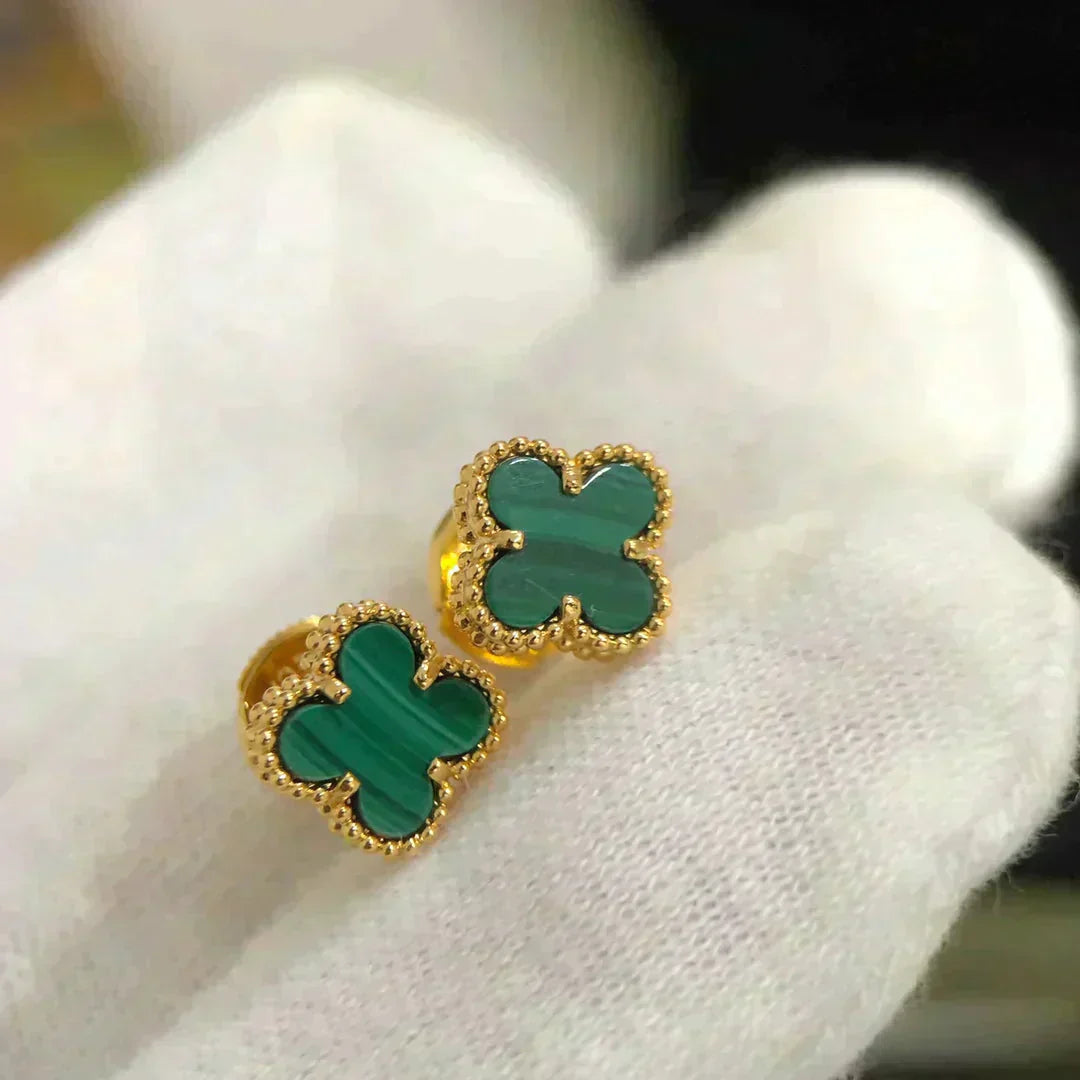 [Glow Jewelry]CLOVER MINI 9.5MM MALACHITE  EARRINGS