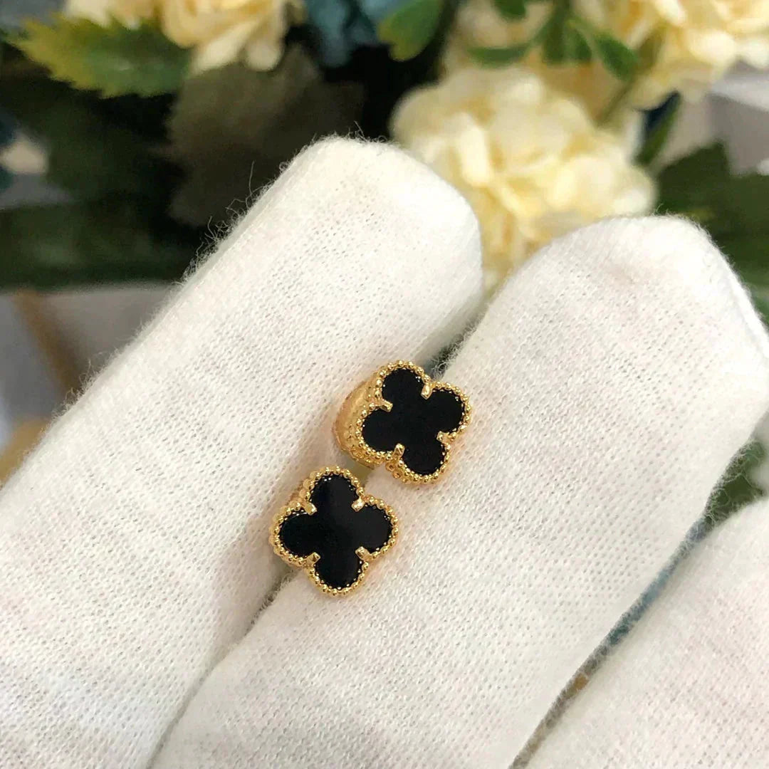 [Glow Jewelry]CLOVER MINI 9.5MM BLACK MOP EARRINGS
