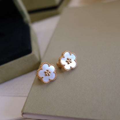 [Glow Jewelry]LUCKY PINK GOLD WHITE MOP EARRINGS