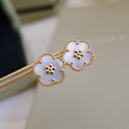 [Glow Jewelry]LUCKY PINK GOLD WHITE MOP EARRINGS
