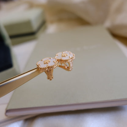 [Glow Jewelry]LUCKY PINK GOLD WHITE MOP EARRINGS