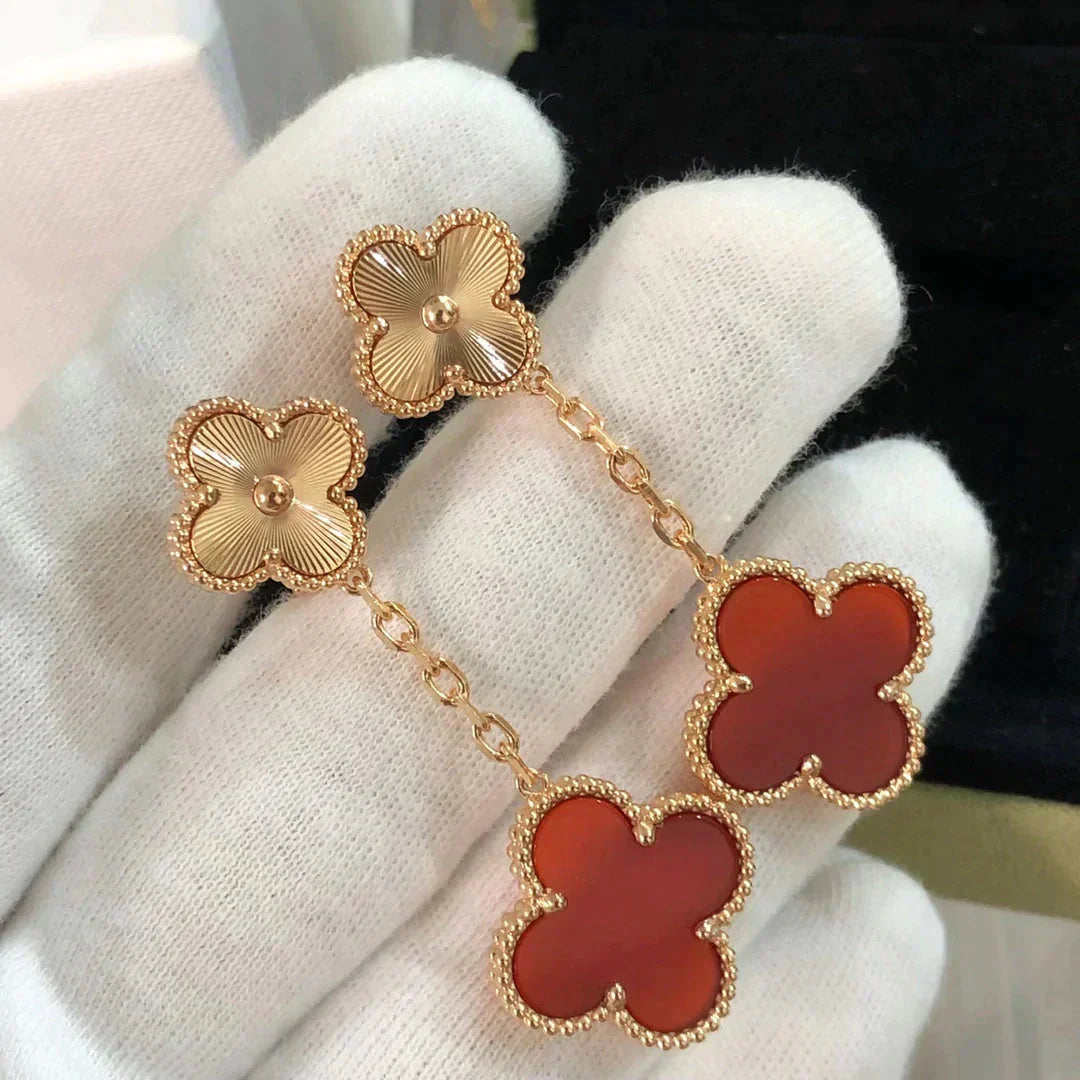 ¡®Glow Jewelry¡¯CLOVER 2 MOTIF  LASER CARNELIAN EARRINGS