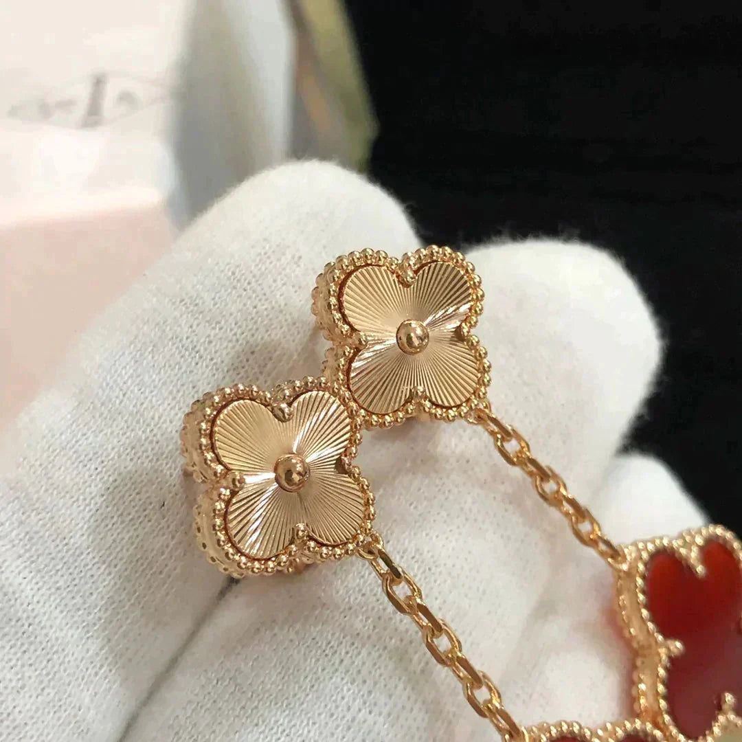 [Glow Jewelry]CLOVER 2 MOTIF  LASER CARNELIAN EARRINGS