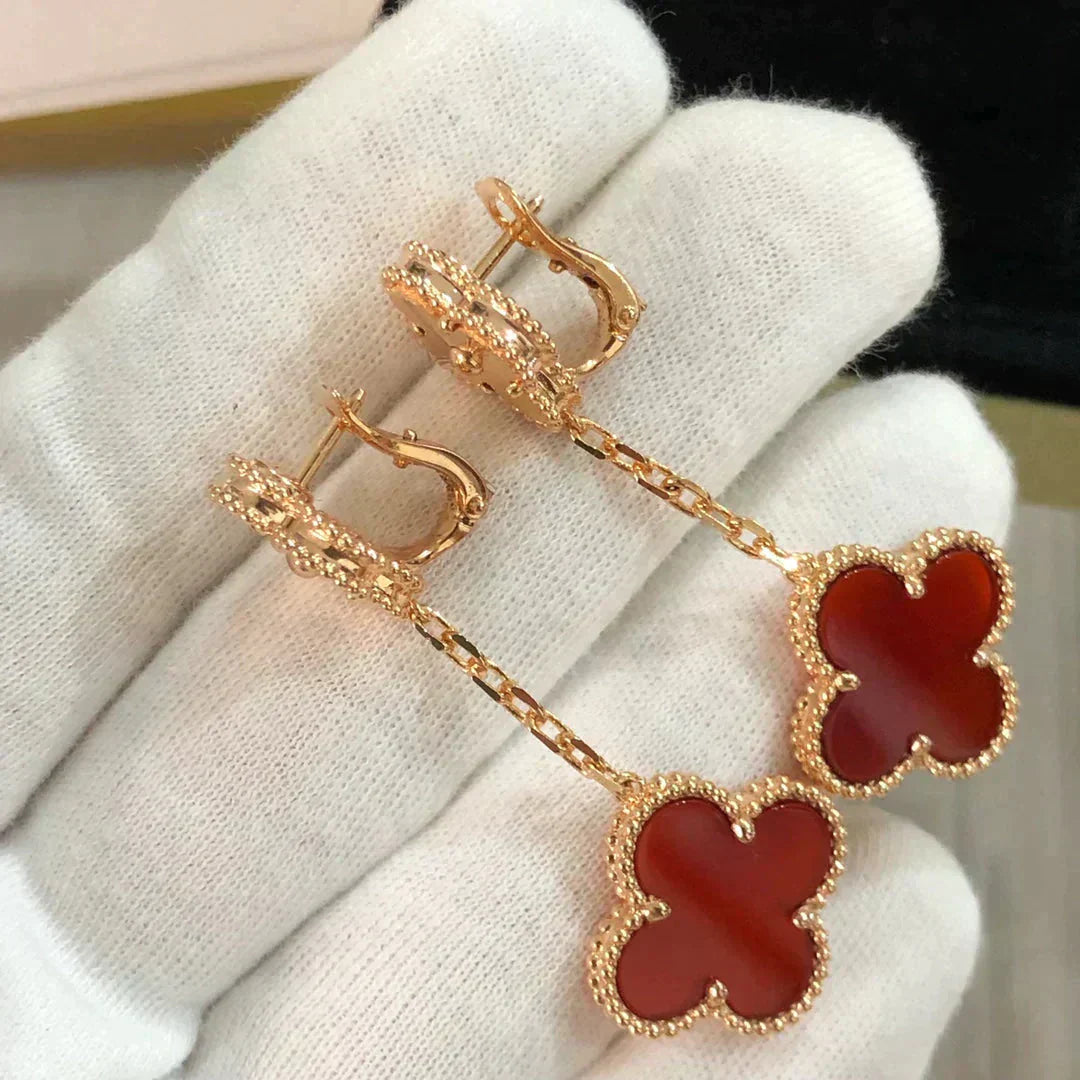 ¡®Glow Jewelry¡¯CLOVER 2 MOTIF  LASER CARNELIAN EARRINGS