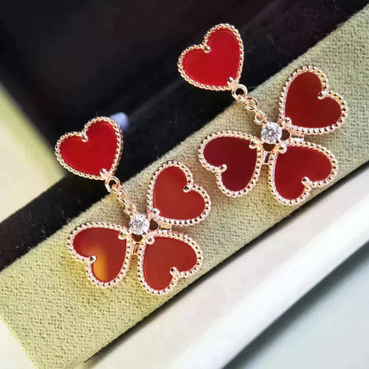 [Glow Jewelry]SWEET CLOVER CARNELIAN EARRINGS