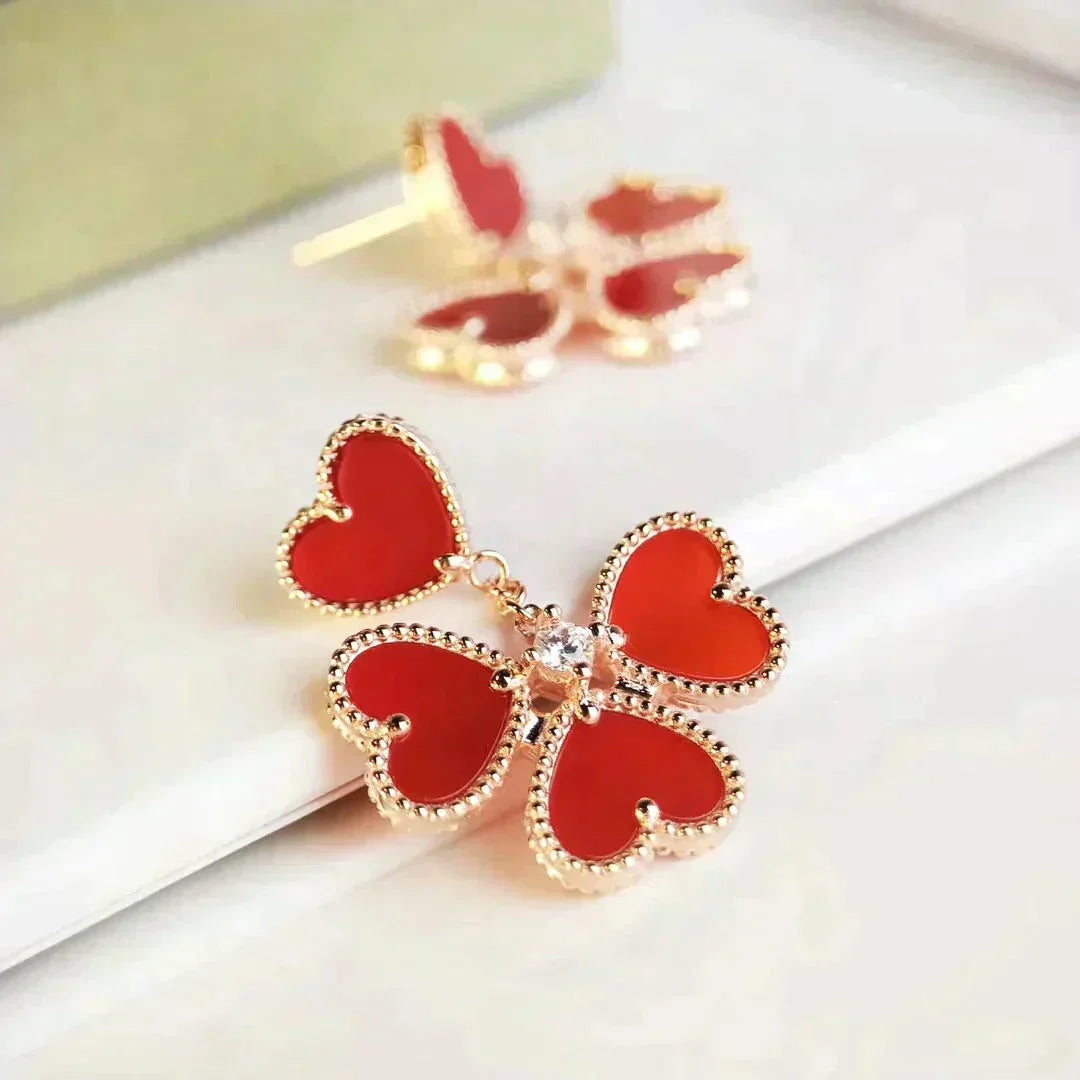 [Glow Jewelry]SWEET CLOVER CARNELIAN EARRINGS