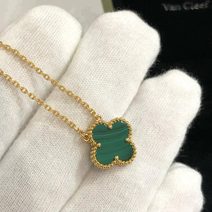[Glow Jewelry]CLOVER 15MM MALACHITE SINGLE FLOWER  NECKLACE